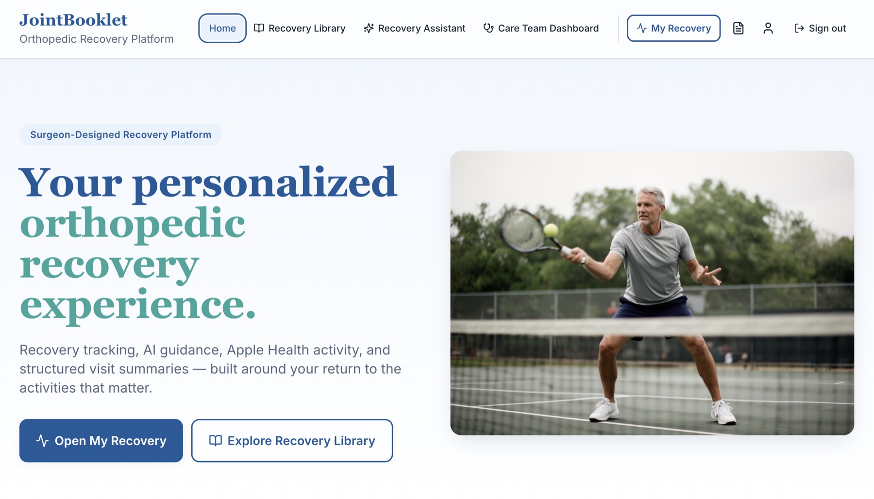 JointBooklet — surgeon-designed orthopedic recovery platform built by Dr. Harb